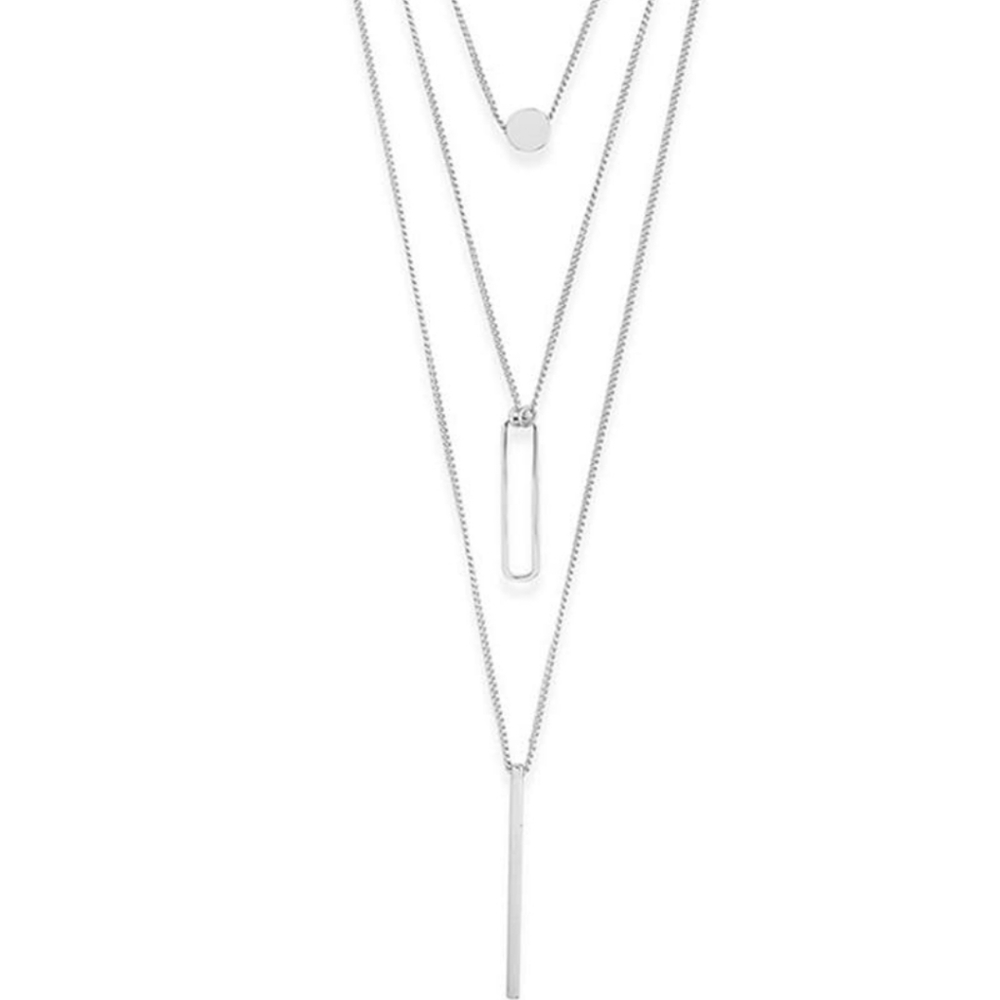 Triple layer Silver Necklace - Picture 4 of 6
